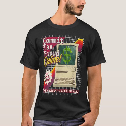 Commit Tax Fraud Online Funny Retro Video Game Box Tシャツ (正面)