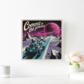 Commit To The Process スクエア壁時計 (ホーム)