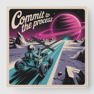 Commit To The Process スクエア壁時計