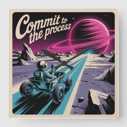 Commit To The Process スクエア壁時計 (正面)