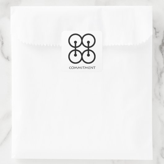 Commitment (Me Ware Wo) Adinkra Symbol Sticker スクエアシール (バッグ)