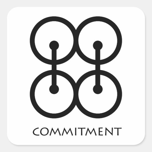 Commitment (Me Ware Wo) Adinkra Symbol Sticker スクエアシール (正面)