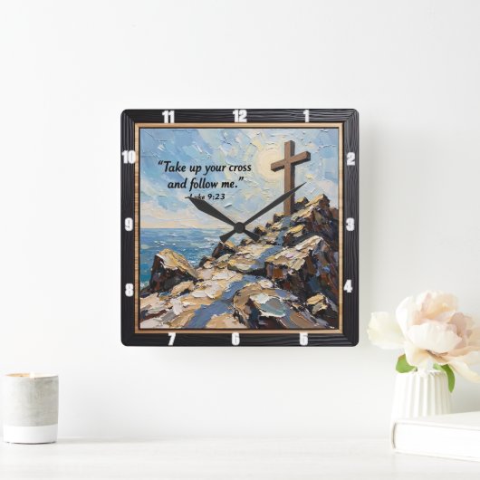 Commitment's Hour: Embrace Your Cross スクエア壁時計 (ホーム)