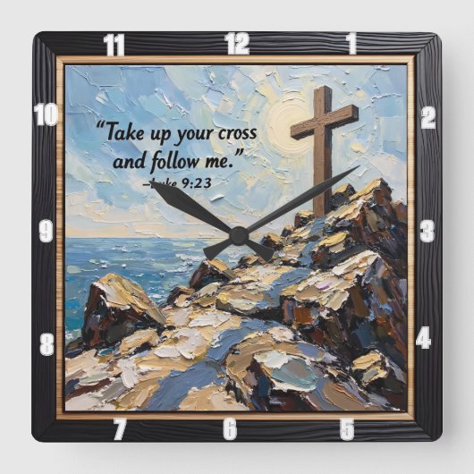 Commitment's Hour: Embrace Your Cross スクエア壁時計 (正面)