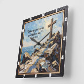Commitment's Hour: Embrace Your Cross スクエア壁時計 (傾斜)