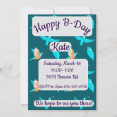 Common Kingfishers Happy Birthday 招待状 (正面)