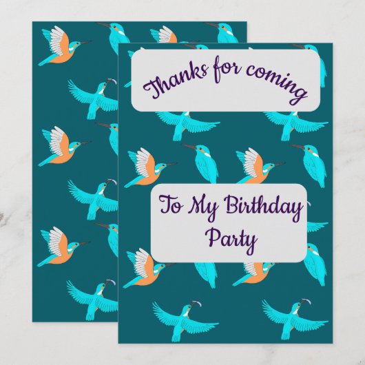 Common Kingfishers Thank you Card 招待状 (正面/裏面)