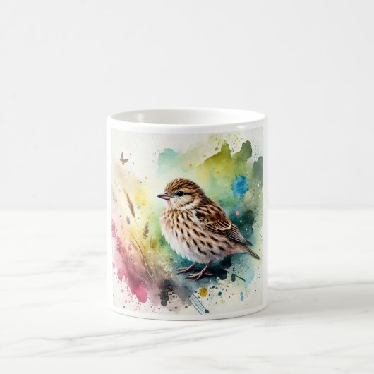 Common Linnet 210724AREF102 - Watercolor コーヒーマグカップ (中央)