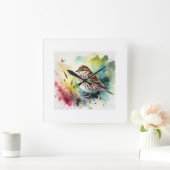Common Linnet 210724AREF102 - Watercolor スクエア壁時計 (ホーム)