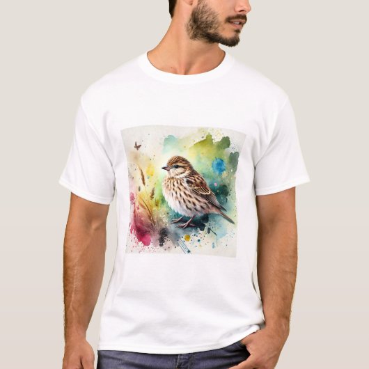 Common Linnet 210724AREF102 - Watercolor Tシャツ (正面)