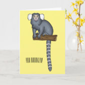 Common marmoset cartoonイラストレーション カード (黄色い花)
