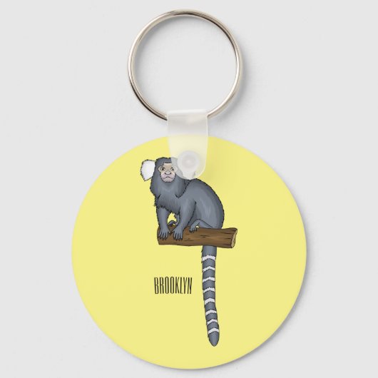 Common marmoset cartoonイラストレーション キーホルダー (正面)