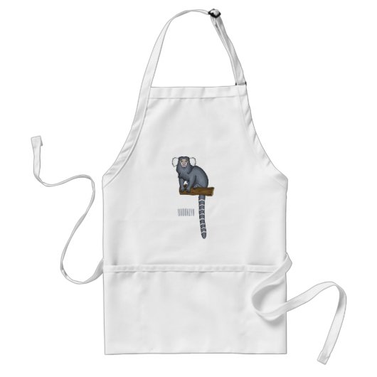 Common marmoset cartoonイラストレーション スタンダードエプロン (正面)
