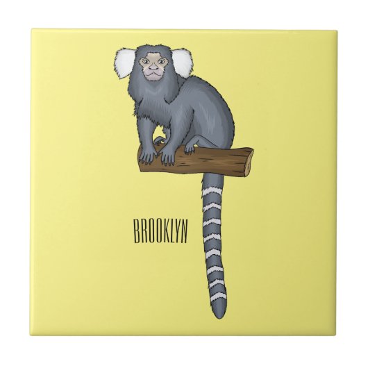 Common marmoset cartoonイラストレーション タイル (正面)