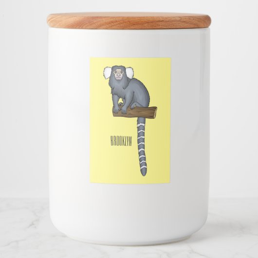 Common marmoset cartoonイラストレーション フードラベル (正面)