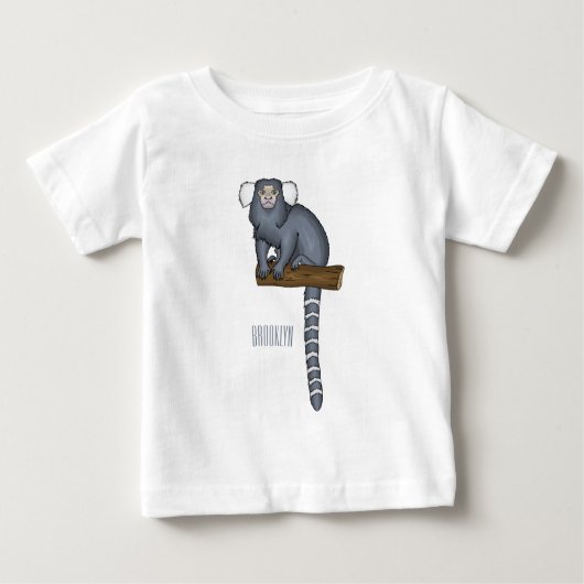Common marmoset cartoonイラストレーション ベビーTシャツ (正面)