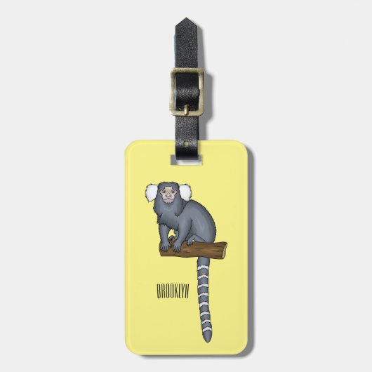 Common marmoset cartoonイラストレーション ラゲッジタグ (正面縦)