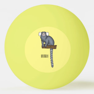 Common marmoset cartoonイラストレーション 卓球ボール