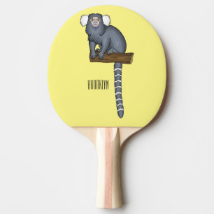 Common marmoset cartoonイラストレーション 卓球ラケット