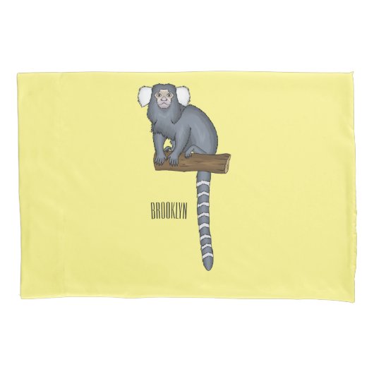 Common marmoset cartoonイラストレーション 枕カバー (正面)