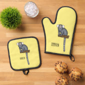 Common marmoset cartoonイラストレーション 鍋つかみ&鍋敷きセット (トップダウン)