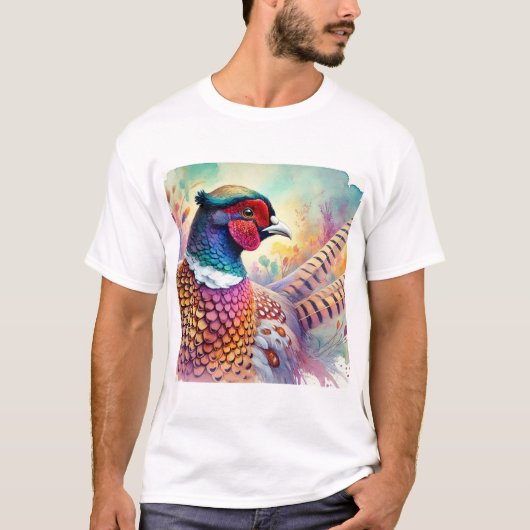 Common Pheasant 170724AREF133 - Watercolor Tシャツ (正面)
