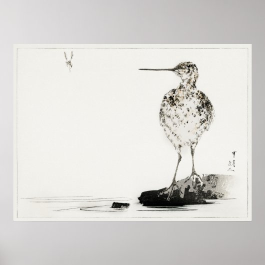 Common Snipeヴィンテージ日本のイラストレーション ポスター (正面)