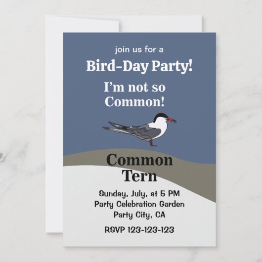 Common Tern Seabird Funny Birthday Party 招待状 (正面)