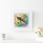 Common wasp 130924AREF110 - Watercolor スクエア壁時計 (ホーム)