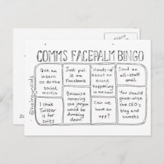 Comms Facepalm Bingo Round 1はがき ポストカード (正面/裏面)