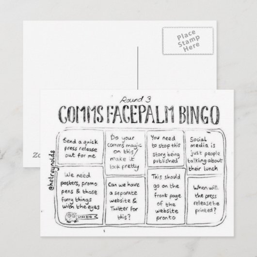 Comms Facepalm Bingo Round 3はがき ポストカード (正面/裏面)