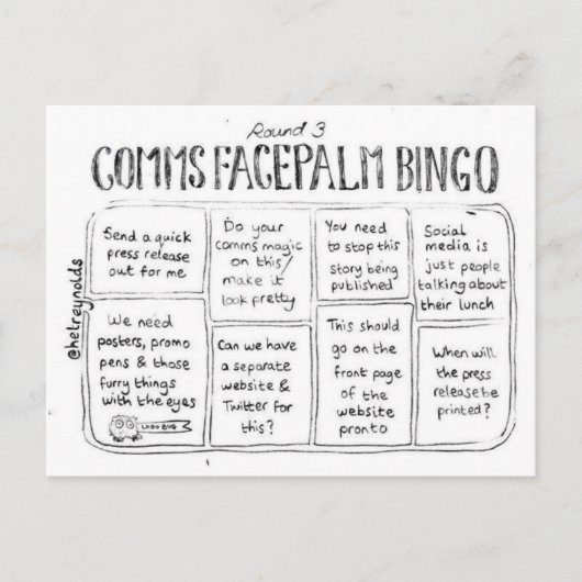 Comms Facepalm Bingo Round 3はがき ポストカード (正面)