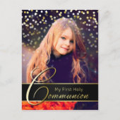 Communionフォトエレガント金ゴールド – はがき招待状 インビテーションポストカード (正面)