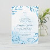Communion Blue Waterカラー離れとクロス 招待状 (スタンド正面)