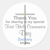 Communion Boy Thank You Round Stickers ラウンドシール (正面)