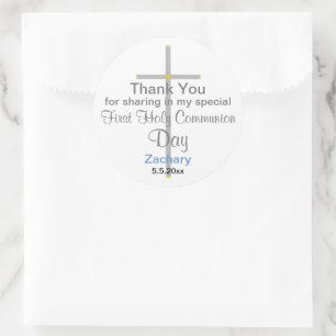 Communion Boy Thank You Round Stickers ラウンドシール