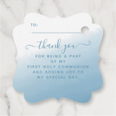 Communion Cross Blue Waterカラーメッセージカード フェイバータグ (裏面)