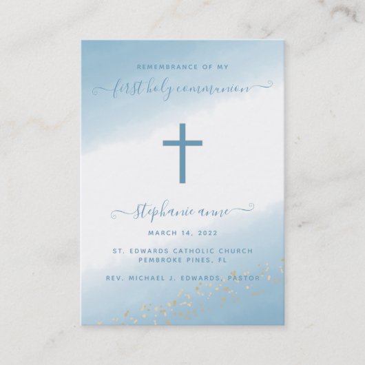 Communion Cross Blue Watercolor名刺 名刺 (正面)