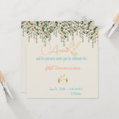 Communion invitation - Baptism invitation Girl カード (正面/裏面インサイチュ)