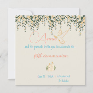 Communion invitation - Baptism invitation Girl カード