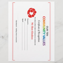 Community Kindness Certificate 8.5x11 Letterhead レターヘッド