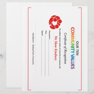 Community Kindness Certificate 8.5x11 Letterhead レターヘッド