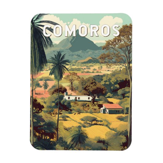 Comoros Illustration Travel Art Vintage マグネット (縦)