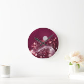 compact mirror Elegant Pink and White Design ラウンド壁時計 (ホーム)