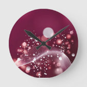 compact mirror Elegant Pink and White Design ラウンド壁時計 (正面)