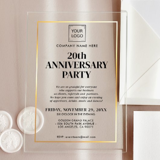  COMPANY BUSINESS CORPORATE LOGO EVENT GOLD BLACK アクリル招待状