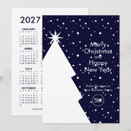 Company Christmas 2027 カレンダー スノー ネイビーブルー シーズンカード