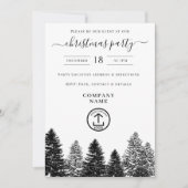 Company Christmas Party Holiday Black White Pines 招待状 (正面)
