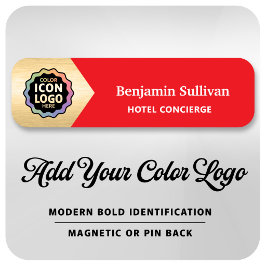 Company Color Logo Red Gold Employee ID 名札