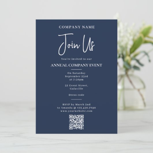 Company Event Office Party Corporate Annual Blue 招待状 (スタンド正面)